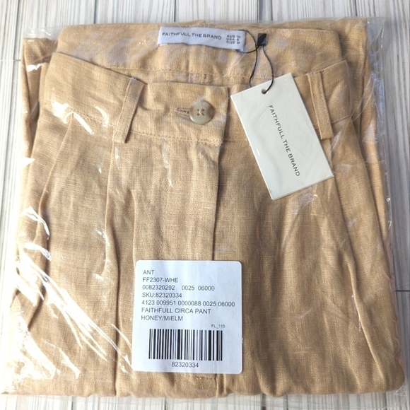 Faithful the Brand Circa Wide Leg Linen Trouser Pants in Honey Size 6 NWT - Picture 12 of 12